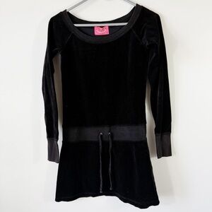 Vintage Juicy Couture Black Velour Long Sleeve Mini Dress XS